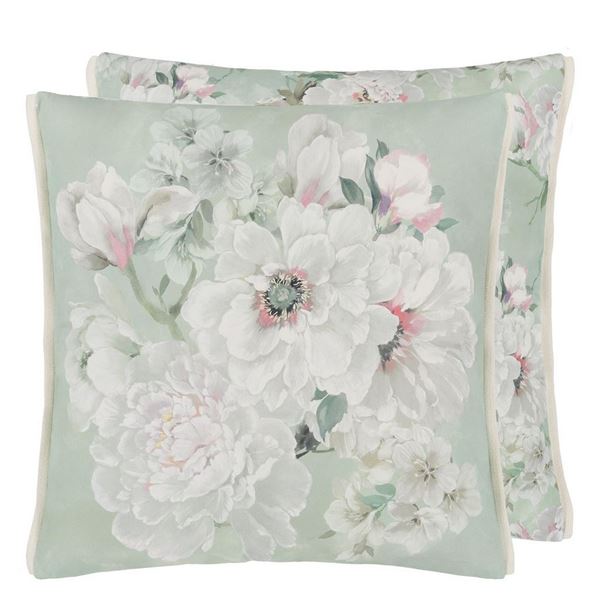 Fleur Blanche Cushion - Eau De Nil